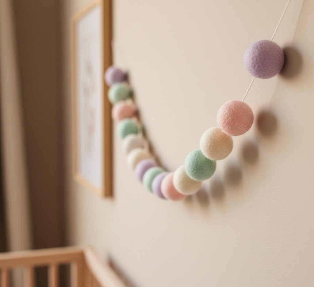 Pastel felt ball garland