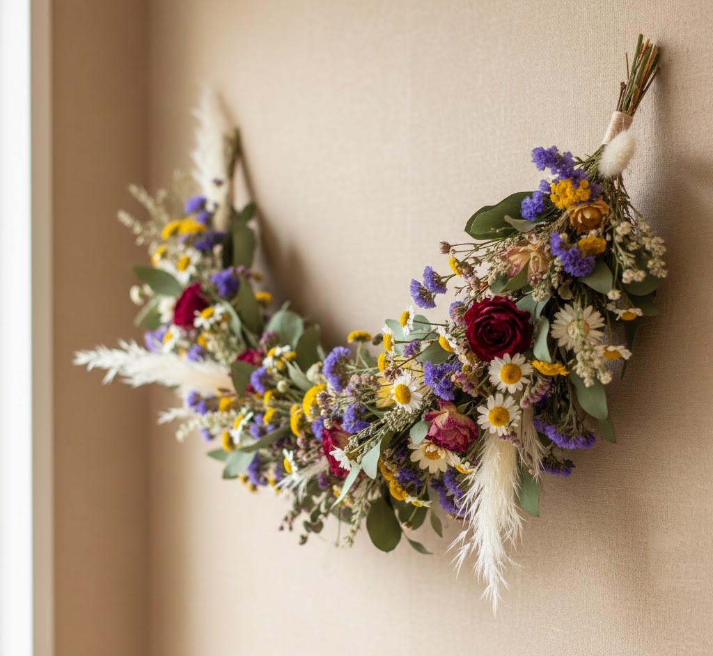 Mixed dried flower garland